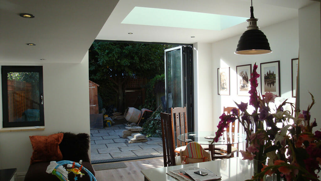 View through extension into garden